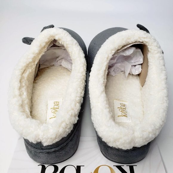 NWT Kooba Grey Bow Front Furry Ankle Memory Foam Slippers M - Picture 5 of 8